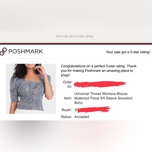 Universal Thread Womens Blouse Multicolor Floral 3/4 Sleeve Smocked Boho - Picture 7 of 7